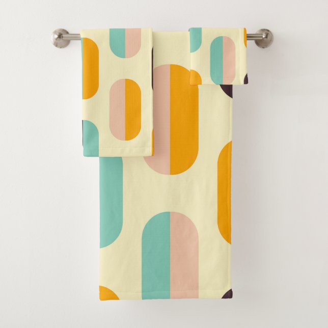 Conjunto De Toalhas Seamless geometric pattern in retro vibes (Insitu)