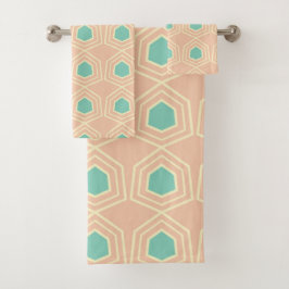 Conjunto De Toalhas Seamless geometric pattern with teal pentagons