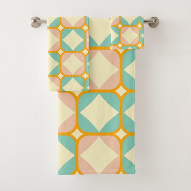 Conjunto De Toalhas Seamless retro pattern with rounded squares (Insitu)