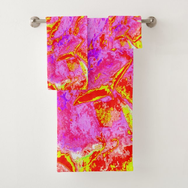 Conjunto De Toalhas Sedum Rosette Quente Rosa, Vermelho e Amarelo Sucu (Insitu)