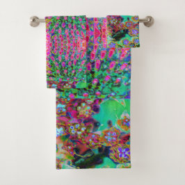 Conjunto De Toalhas Sedum Roxo Groovy Abstrato Psicodélico