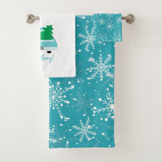 Conjunto De Toalhas Seja Feliz! Vintage Truck e Snowflakes Aqua