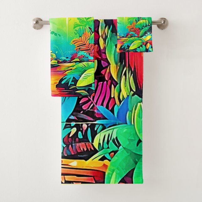 Conjunto De Toalhas Selva Arco-Íris: Sonho Vivo (Insitu)