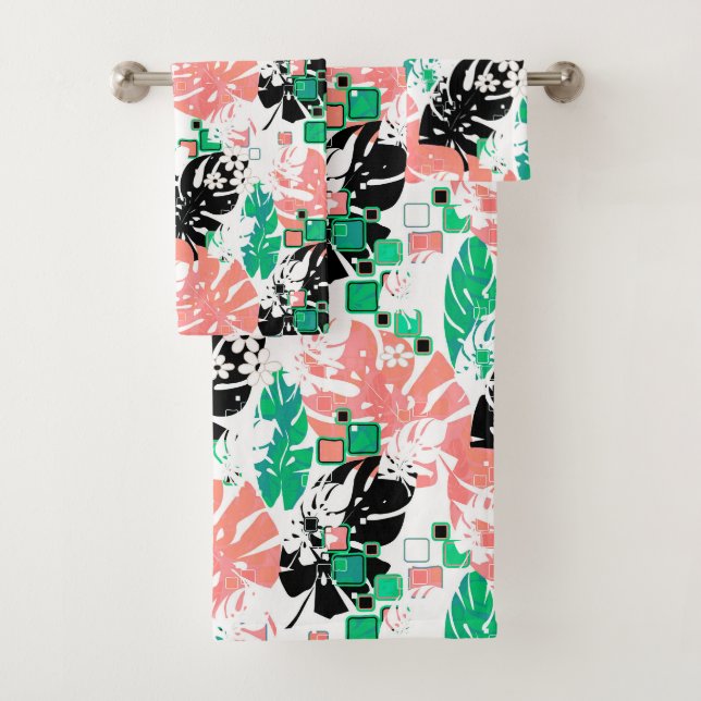 Conjunto De Toalhas Selva tropical sem costura folhas de monstera abdo (Insitu)