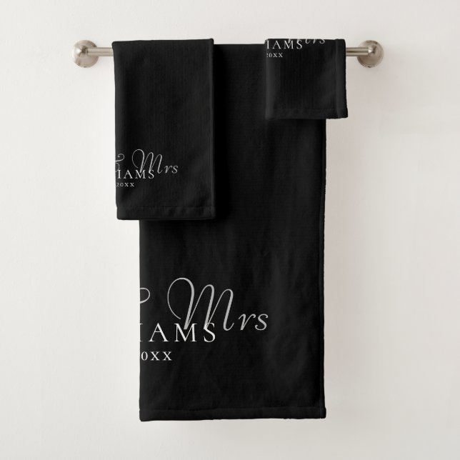 Conjunto De Toalhas Senhor e Senhora Estabelecidos Preto e Branco (Insitu)