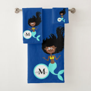 Conjunto De Toalhas Sereia com Cabelos Dreadlocks Rapariga Bandeja Con