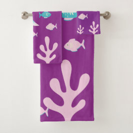 Conjunto De Toalhas Sereia Debaixo do Mar Rosa Azul Pastel Meninas