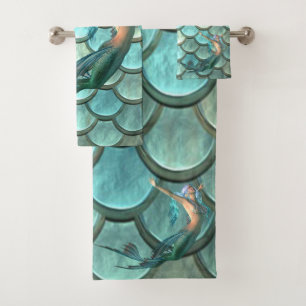 Conjunto De Toalhas Sereia Na Escama Da Cauda De Sereia