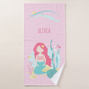 Conjunto De Toalhas Sereia Rosa e Mint