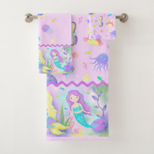 Conjunto De Toalhas Sereias Cegas Sob O Mar Neon