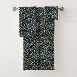 Conjunto De Toalhas Série Blue and Gold Leopard Design 1
