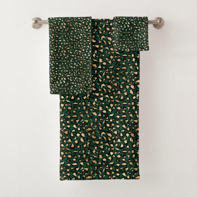 Conjunto De Toalhas Série Esmeralda e Ouro Safari Design 1 (Insitu)