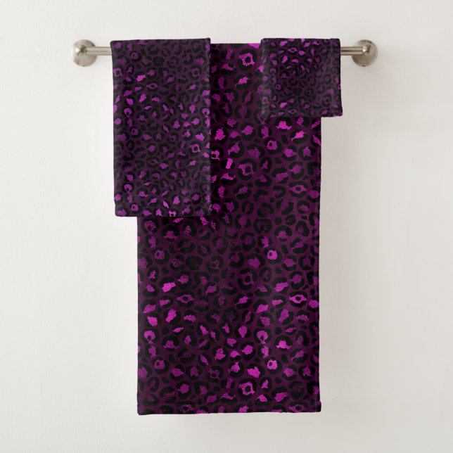 Conjunto De Toalhas Série Leopardo roxa e Dourada Design 5 (Insitu)
