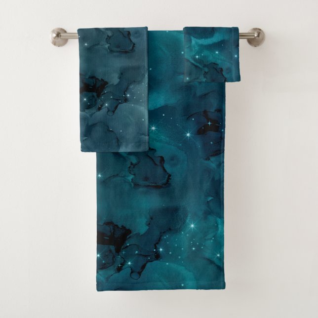 Conjunto De Toalhas Série Teal Galaxy Design 5 (Insitu)