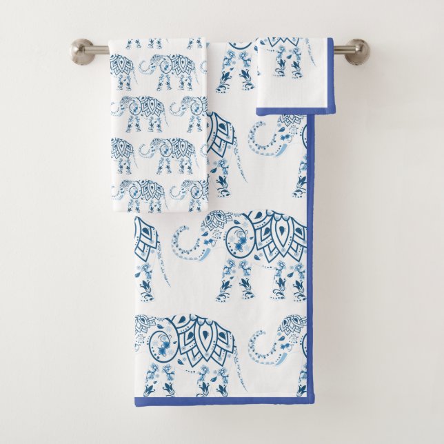 Conjunto De Toalhas Set de toallas Elefante Mandala Azul (Insitu)