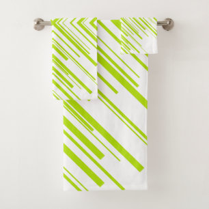 Conjunto De Toalhas Setas em Verde limão e Branco