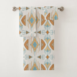 Conjunto De Toalhas Setas Tribais Boêmicas, Apricot, Turquesa, Ferruge