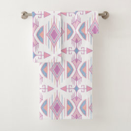 Conjunto De Toalhas Setas Tribais Boêmicas, Azul, Rosa, Pêssego