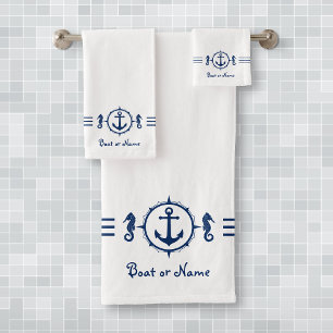 Conjunto De Toalhas Seu Barco Nome Seacavalo Anchor Bath Towel Set sh0