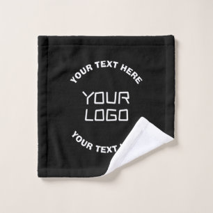 Conjunto De Toalhas Seu logotipo ou imagem e texto editável   Preto & 