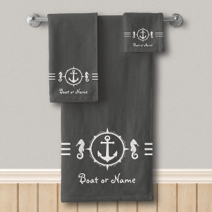 Conjunto De Toalhas Seu Nome De Barco Nome Seacavalo Anchor Bath Toalh