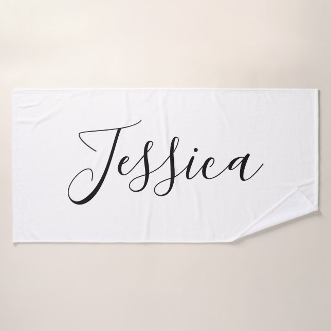 Conjunto De Toalhas Seu nome | Script Elegante (Toalha de Banho)