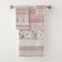 Shabby Chic Elegante Rosa Floral Renda Vintage