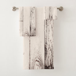 Conjunto De Toalhas Shabby Chic Marfim Madeira Celeiro Rústico Fazenda