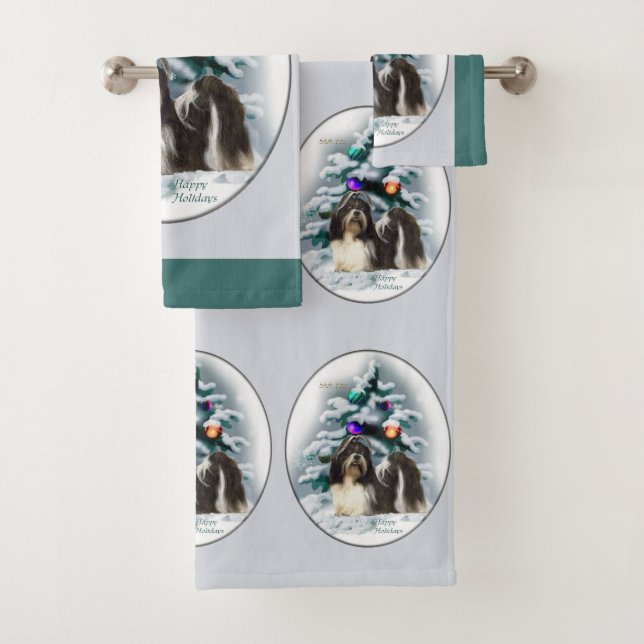 Conjunto De Toalhas Shih Tzu Christmas (Insitu)
