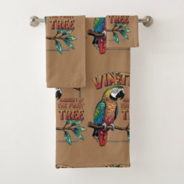 Conjunto De Toalhas Shimmering Parrot na Ramificação da Árvore de Frut