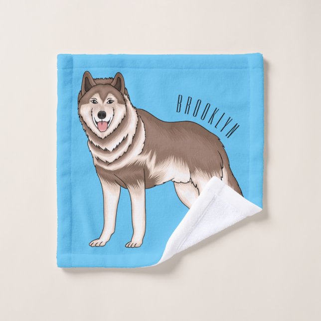 Conjunto De Toalhas Siberian husky cartoon illustration (Pano de lavar)
