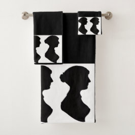 Conjunto De Toalhas Silhueta de Jane Austen em Preto