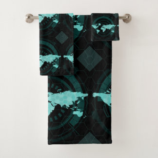 Conjunto De Toalhas Silhueta do mapa do mundo