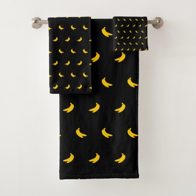 Conjunto De Toalhas Silhuetas de Bananas Amarelas Pequenas em Preto (Insitu)