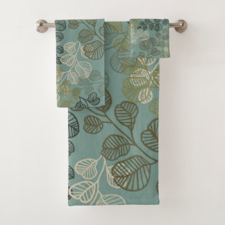 Conjunto De Toalhas Silhuetas Folhosas Florescendo Serenidade Suave Ve