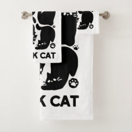 Conjunto De Toalhas Silhuettes de Gato Negro - Design de Felino Cinto