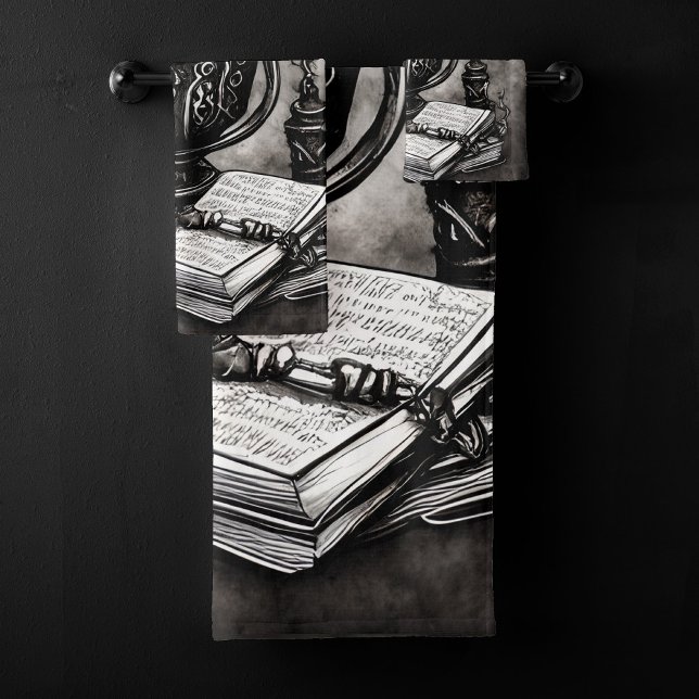 Conjunto De Toalhas Silvery Steampunk Cauldron Spellbooks and Potions (Criador carregado)