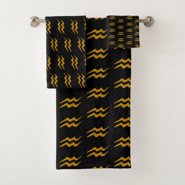Conjunto De Toalhas Símbolo Aquarius Zodiac (Insitu)