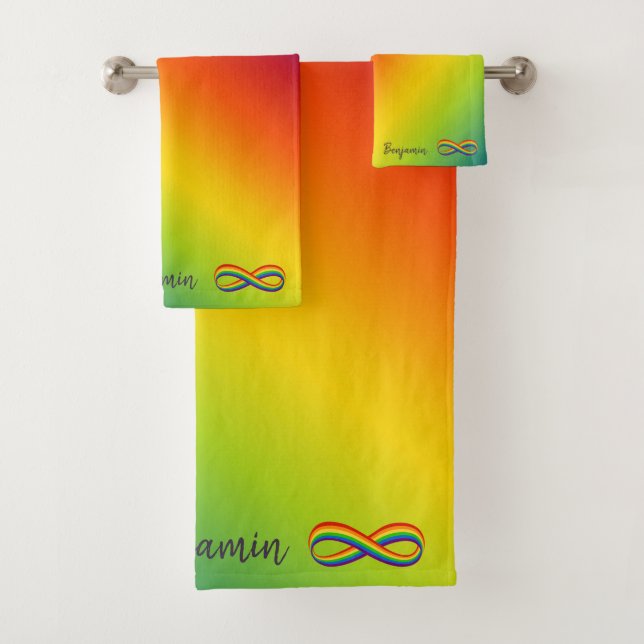 Conjunto De Toalhas Símbolo de amor infinito Rainbow Legal Orgulho Inf (Insitu)