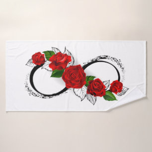 Conjunto De Toalhas Símbolo do Infinito com Rosas Vermelhas