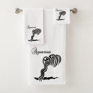 Conjunto De Toalhas Símbolo e Símbolo de Aquarius Zodiac
