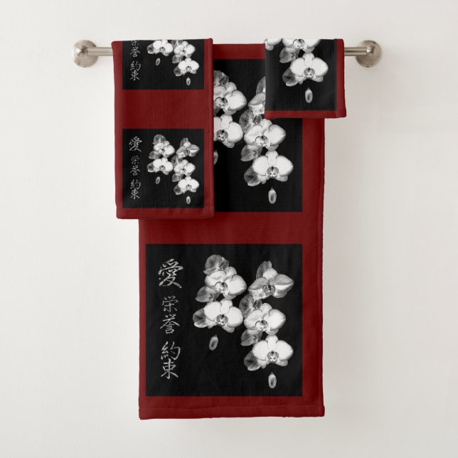 Conjunto De Toalhas Símbolo Japonês: Love Honor Promise (Promessa de H (Insitu)
