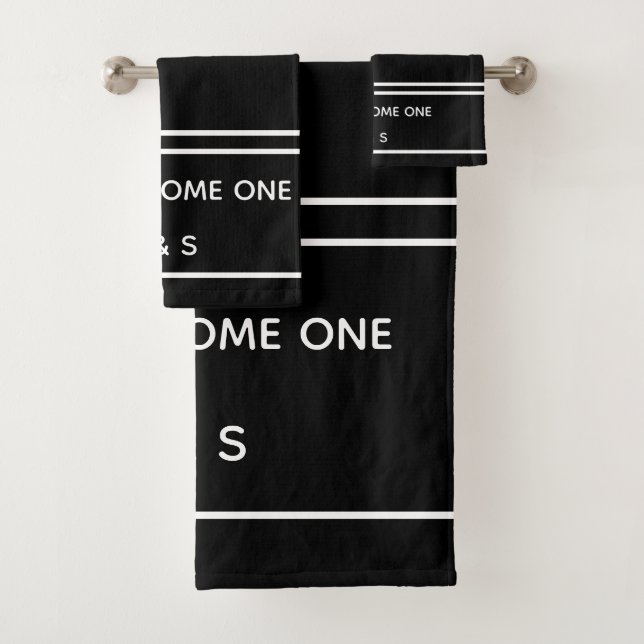 Conjunto De Toalhas Simples Dois se tornam um monograma preto e branco (Insitu)