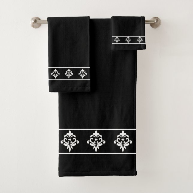 Conjunto De Toalhas Simples, Elegantes, Flores Brancas em Preto (Insitu)