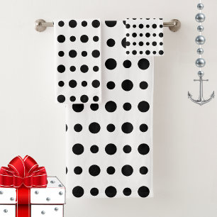 Conjunto De Toalhas Simples Pontos Pretos Abstratos Modernos em Branco