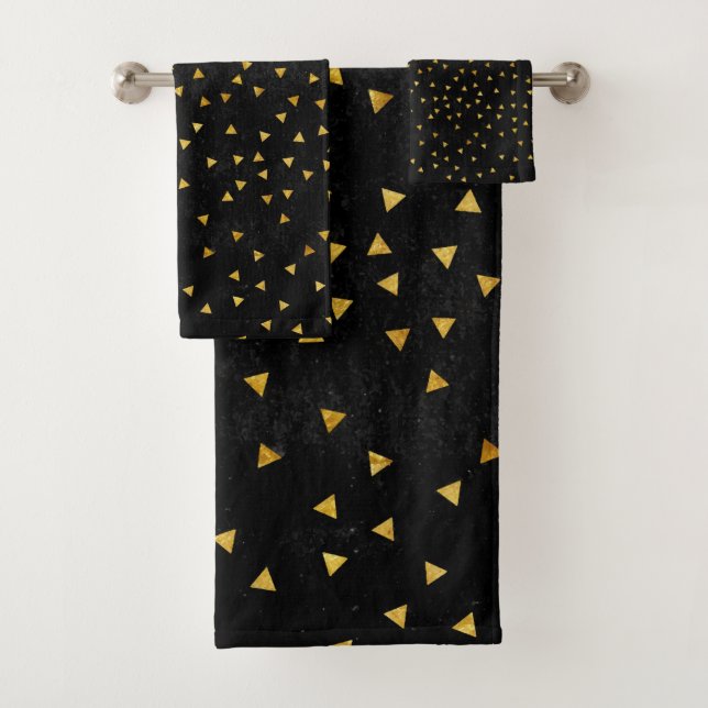 Conjunto De Toalhas Simples Premium Dourado de Luxo Preto (Insitu)