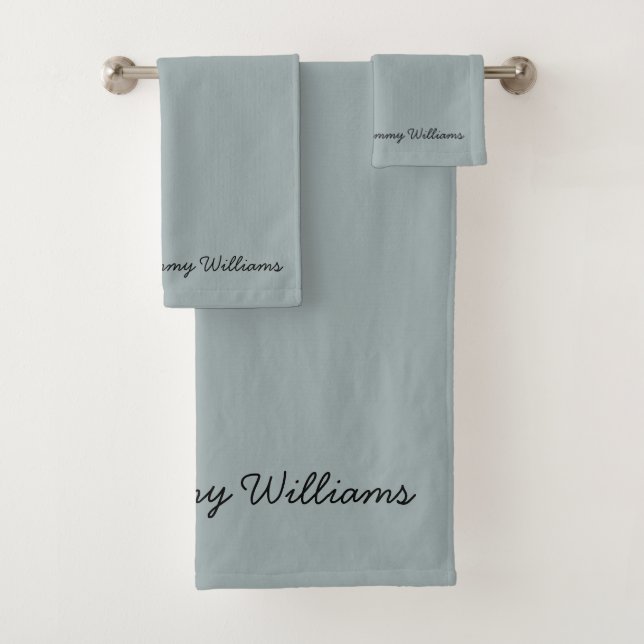 Conjunto De Toalhas Simples profissional azul empoeirado minimalista (Insitu)
