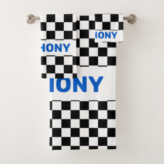 Conjunto De Toalhas Sinalizador branco e preto monograma verificado 1