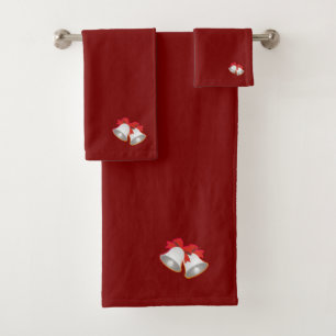 Conjunto De Toalhas Sinos de Natal Vermelho Escuro