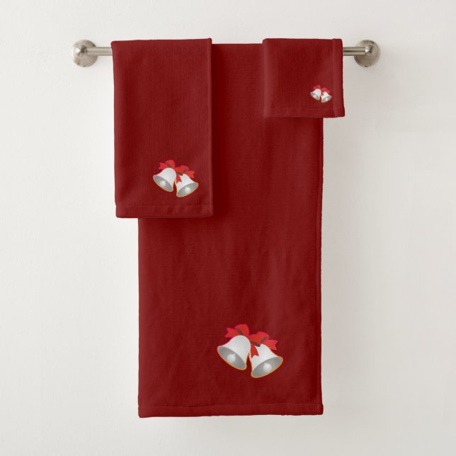 Conjunto De Toalhas Sinos de Natal Vermelho Escuro  (Insitu)